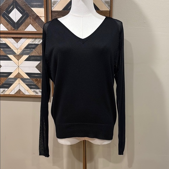 Ralph Lauren Sweaters - Ralph Lauren Black Label V-Neck Knit Mesh Sleeve Sweater Small *As-Is*